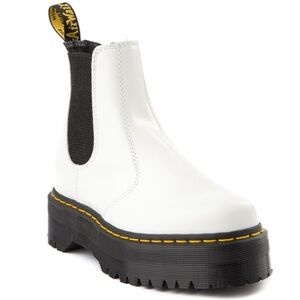 Dr. Martens 2976 Quad White Platform Chelsea Smooth Leather Boots US 7